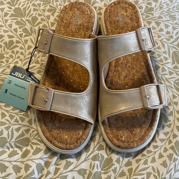 JBU Shoes - JBU by Jambu Kona Women’s Wedge Sandal Taupe Shimmer Size 8.5 NEW Cork Footbed
